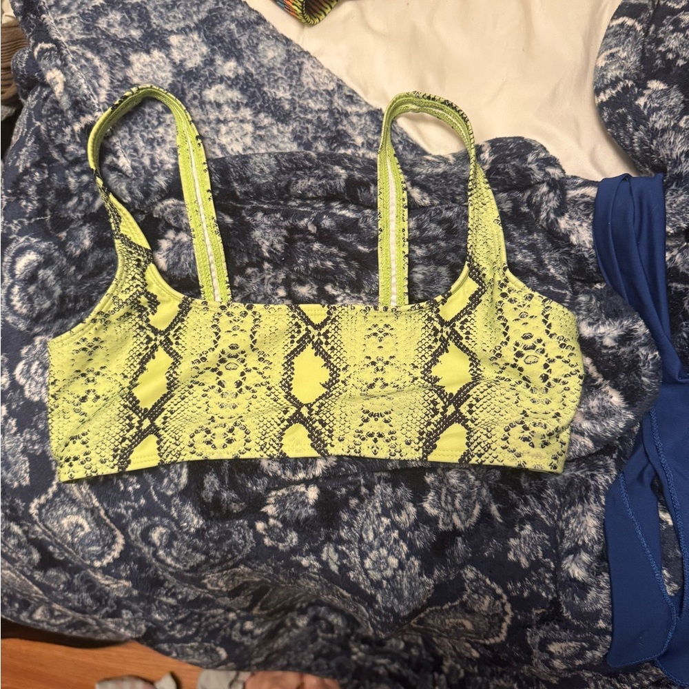 Neon Snake Print Bikini Top